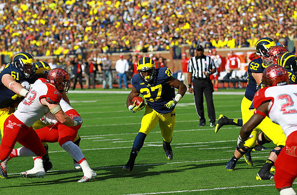 Graham Glasgow (61), Derrick Green (27), Mason Cole (52), and Erik Magnuson (78)