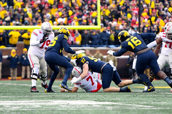 David Ojabo (55), Aidan Hutchinson (97), and Christopher Hinton (15)