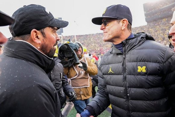 Ohio State Head Coach Ryan Day and Jim Harbaugh