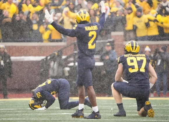 David Ojabo (55), Brad Hawkins (2), and Aidan Hutchinson (97)