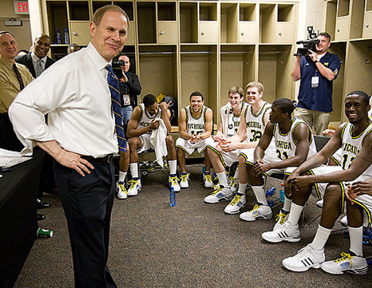 John Beilein, John Mahoney, Brian Townsend, Anthony Wright (12), Laval Lucas-Perry (31), Zack Gibson (32), Stu Douglass (1), David Merritt (15), and Jevohn Shepherd (22)