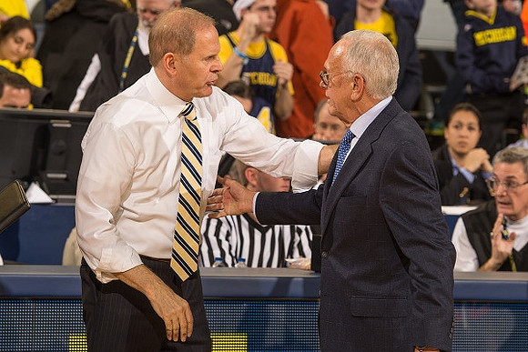 John Beilein and Southern Methodist Head Coach Larry Brown