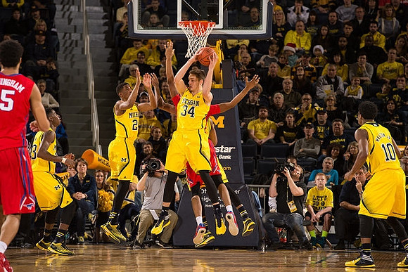 Caris LeVert (23), Aubrey Dawkins (24), Mark Donnal (34), and Derrick Walton Jr. (10)