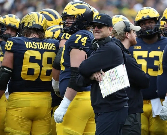 Andrew Vastardis (68), Reece Atteberry (74), Jim Harbaugh, and Trente Jones (53)