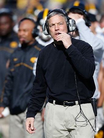 Iowa Head Coach Kirk Ferentz and Assistant Coach Erik Campbell