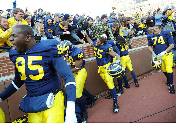Renaldo Sagesse (95), Kevin Koger (86), Jibreel Black (55), Craig Roh (88), Denard Robinson (16), and John Ferrara (74)