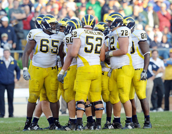 Patrick Omameh (65), David Molk (50), Stephen Schilling (52), Mark Huyge (72), and Martell Webb (80)