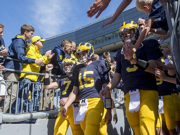 Shane Morris (7), Jake Rudock (15), and Wilton Speight (3)