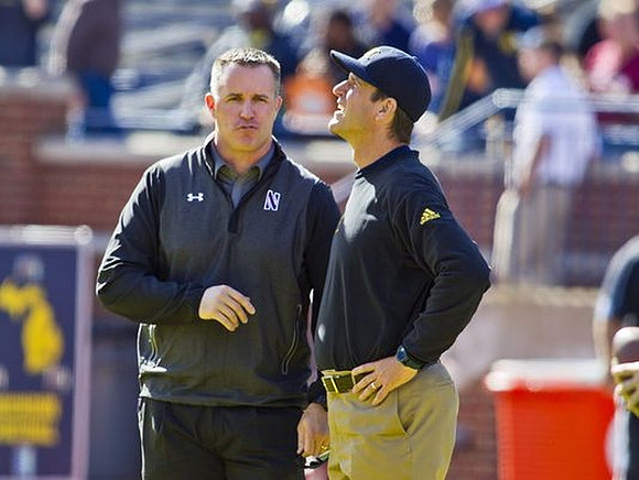 Northwestern Head Coach Pat Fitzgerald and Jim Harbaugh