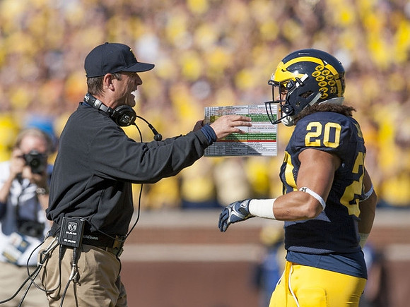 Jim Harbaugh and Drake Johnson (20)