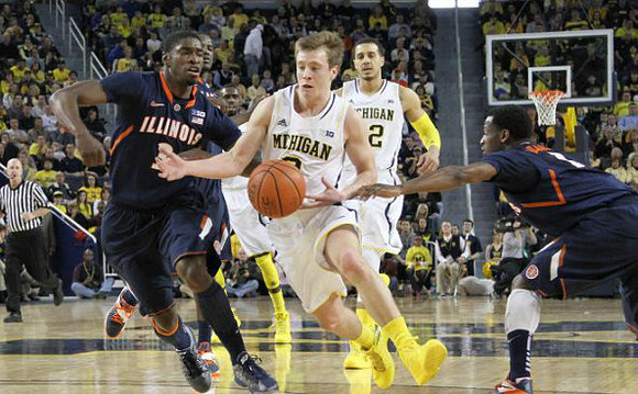 Spike Albrecht (2) and Jordan Morgan (52)