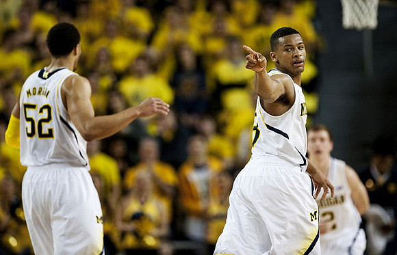 Jordan Morgan (52), Trey Burke (3), and Spike Albrecht (2)