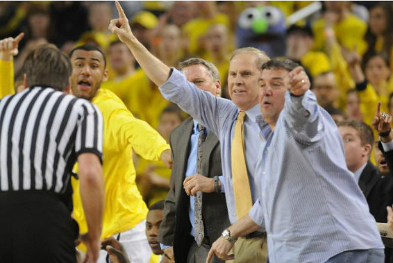 Jon Horford (15), Jeff Meyer, John Beilein, and Brady Hoke