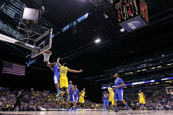 Jon Horford (15), Glenn Robinson III (1), Nik Stauskas (11), and Zak Irvin (21)