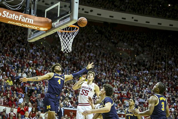 Isaiah Livers (4), Brandon Johns Jr. (23), Charles Matthews (1), and Zavier Simpson (3)