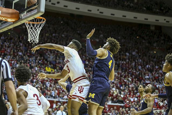 Isaiah Livers (4), Charles Matthews (1), Zavier Simpson (3), and Jordan Poole (2)