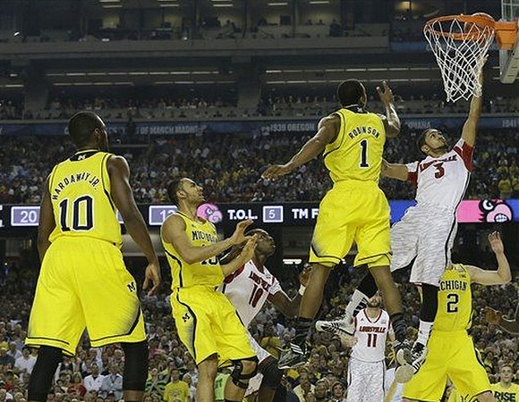 Tim Hardaway Jr. (10), Jon Horford (15), Glenn Robinson III (1), and Spike Albrecht (2)