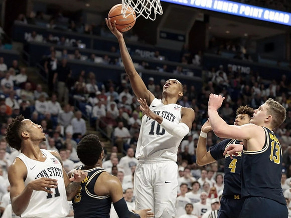 Zavier Simpson (3), Isaiah Livers (4), and Moritz Wagner (13)