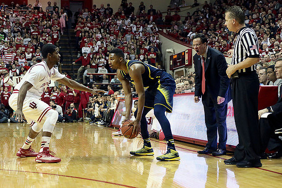 Zak Irvin (21) and Indiana Head Coach Tom Crean