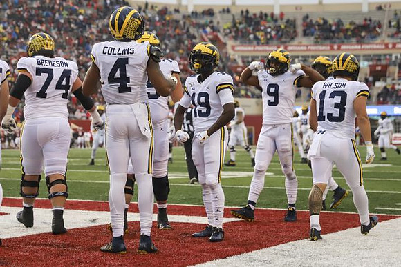 Ben Bredeson (74), Nico Collins (4), Mike Sainristil (19), Donovan Peoples-Jones (9), and Tru Wilson (13)
