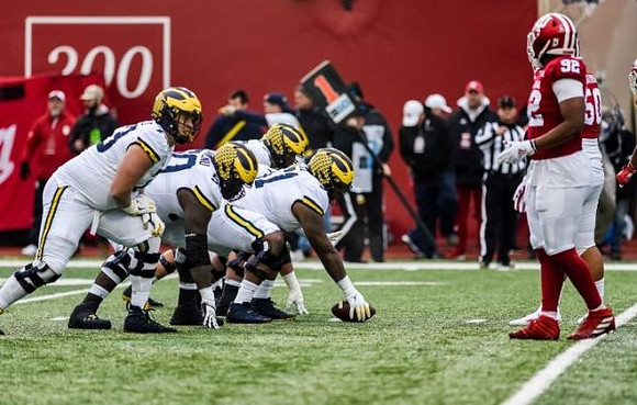 Jalen Mayfield (73), Michael Onwenu (50), and Cesar Ruiz (51)