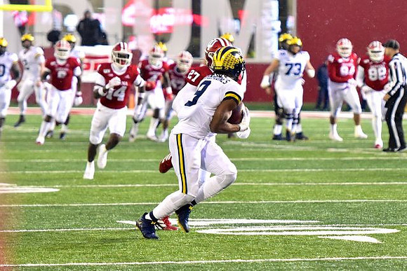 Donovan Peoples-Jones (9), Shea Patterson (2), and Jalen Mayfield (73)