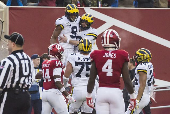 Donovan Peoples-Jones (9), Shea Patterson (2), Jon Runyan Jr. (75), and Zach Charbonnet (24)