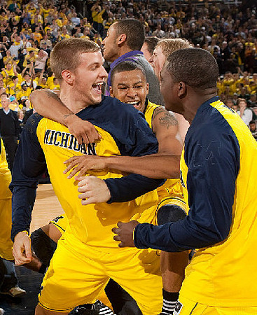 Max Bielfeldt (44), Trey Burke (3), Carlton Brundidge (2), and Jon Horford (15)