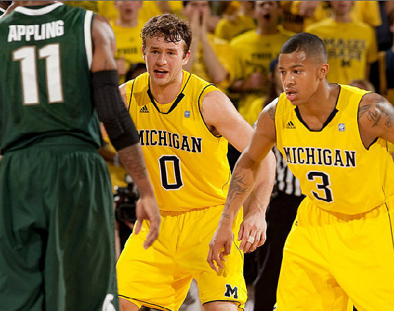 Zack Novak (0) and Trey Burke (3)