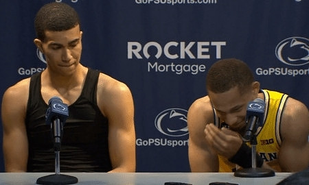 Caleb Houstan (22) and DeVante' Jones (12)