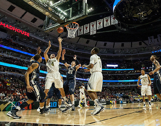 Tim Hardaway Jr. (10), Mitch McGary (4), and Glenn Robinson III (1)
