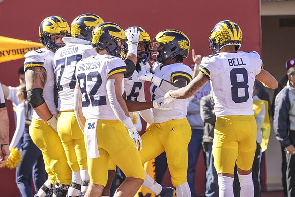 Zak Zinter (65), Trevor Keegan (77), Max Bredeson (82), Cornelius Johnson (6), Donovan Edwards (7), and Ronnie Bell (8)