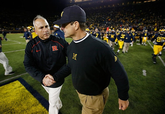 Rutgers Head Coach Kyle Flood and Jim Harbaugh