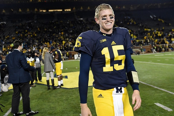 Jake Rudock (15) and Jabrill Peppers (5)