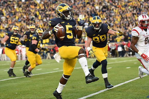 Jabrill Peppers (5), Mason Cole (52), Ben Braden (71) , Kyle Kalis (67), and Jake Butt (88)