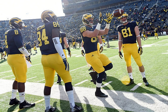 Channing Stribling (8), A.J. Williams (84), Jake Butt (88), and Michael Jocz (81)