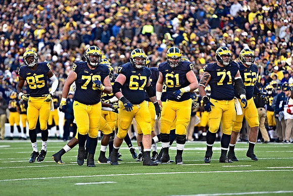 Maurice Ways (85), Erik Magnuson (78), Kyle Kalis (67), Graham Glasgow (61), Ben Braden (71), and Mason Cole (52)