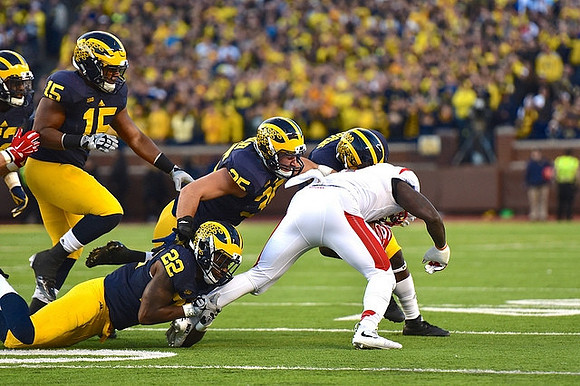 James Ross (15), Jarrod Wilson (22), Joe Bolden (35), and Jabrill Peppers (5)