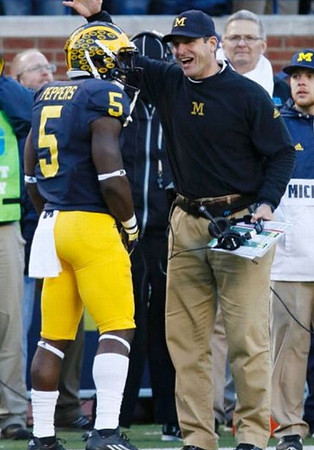 Jabrill Peppers (5) and Jim Harbaugh