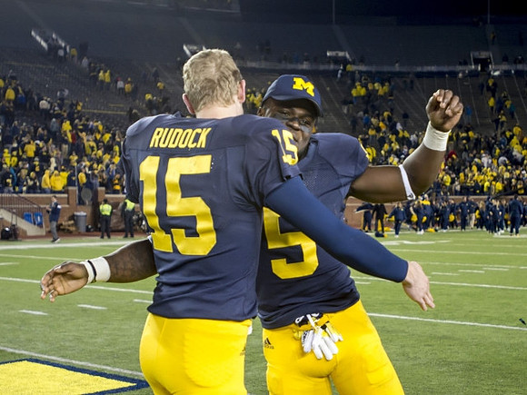 Jake Rudock (15) and Jabrill Peppers (5)