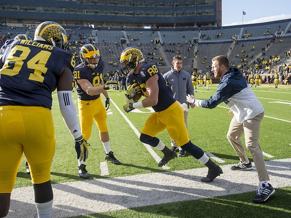A.J. Williams (84), Michael Jocz (81), Jake Butt (88), and Jay Harbaugh