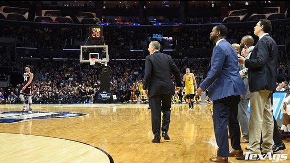 Texas A&M Head Coach Billy Kennedy and Moritz Wagner (13)