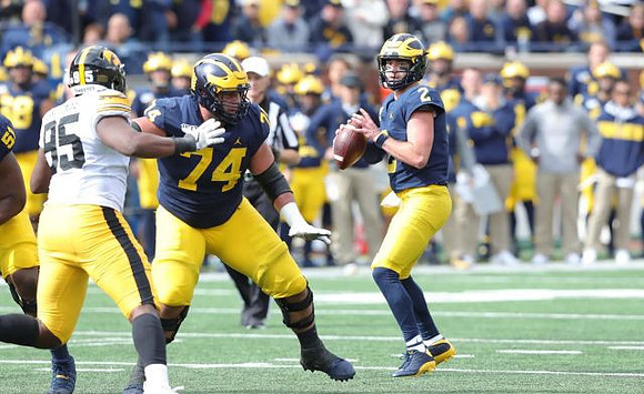 Cesar Ruiz (51), Ben Bredeson (74), and Shea Patterson (2)