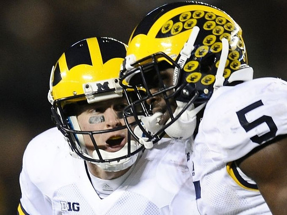 Jake Rudock (15) and Jabrill Peppers (5)