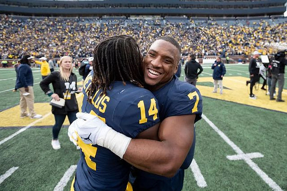 Josh Metellus (14) and Khaleke Hudson (7)