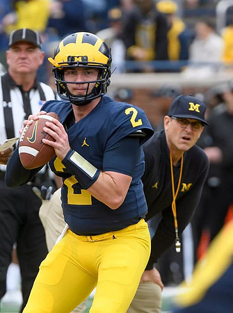 Shea Patterson (2) and Jim Harbaugh