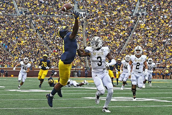 Juwann Bushell-Beatty (76), Donovan Peoples-Jones (9), and Shea Patterson (2)