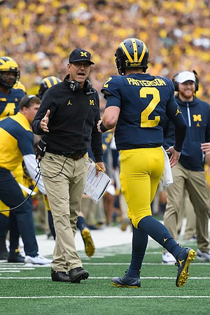 Jim Harbaugh and Shea Patterson (2)