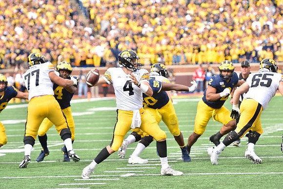 Aidan Hutchinson (97), Michael Danna (4), Michael Dwumfour (50), and Carlo Kemp (2)