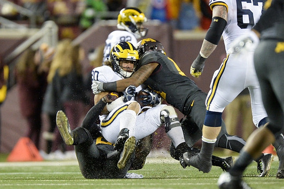 Drake Johnson (20), Amara Darboh (82), and Kyle Kalis (67)